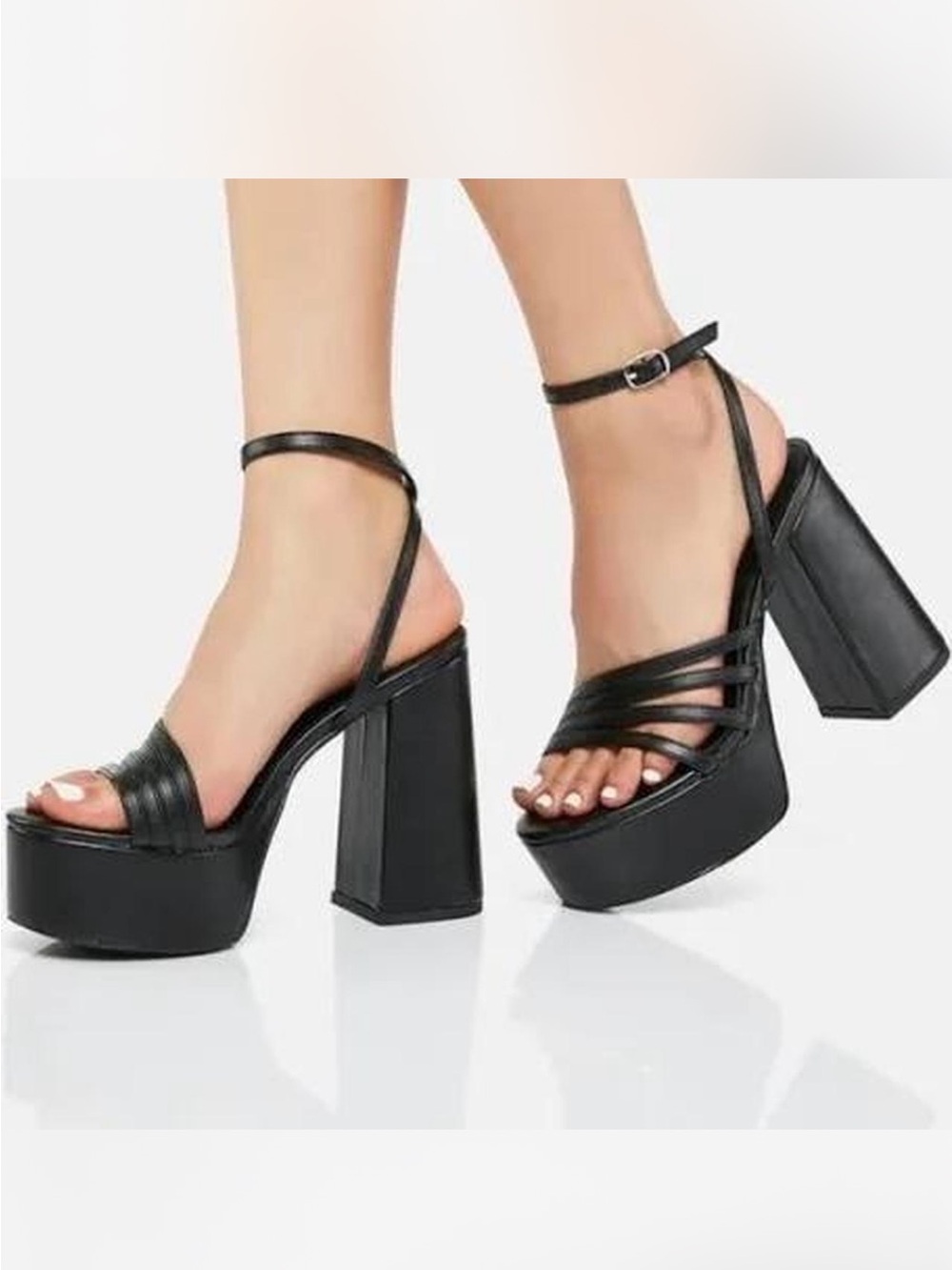 Steve Madden Black Strappy Platform Block Heel Sandals